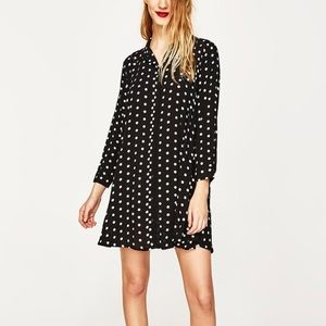 Long sleeve poka dot mini dress